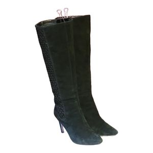 Women Vintage Suede Black Riding Boots By Antonio Melani Size 9M/Women Zip Boots